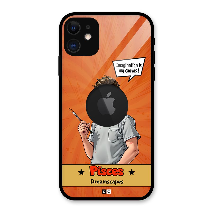 Pisces Dreamer Glass Back Case for iPhone 11 Logo Cut