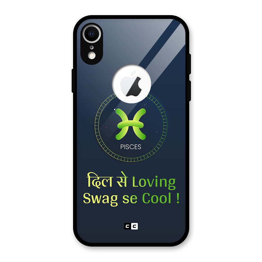 Pisces Swag Glass Back Case for iPhone XR Logo Cut