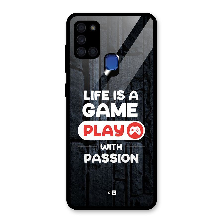 Play With Passion Glass Back Case for Galaxy A21s