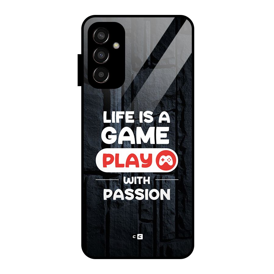 Play With Passion Glass Back Case for Galaxy F13