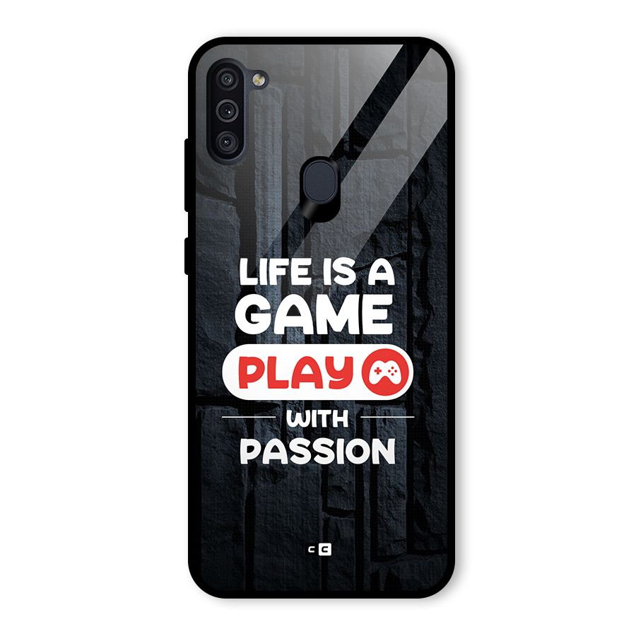 Play With Passion Glass Back Case for Galaxy M11