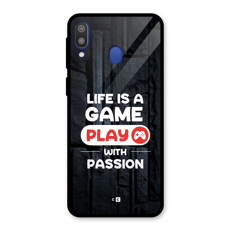 Play With Passion Glass Back Case for Galaxy M20