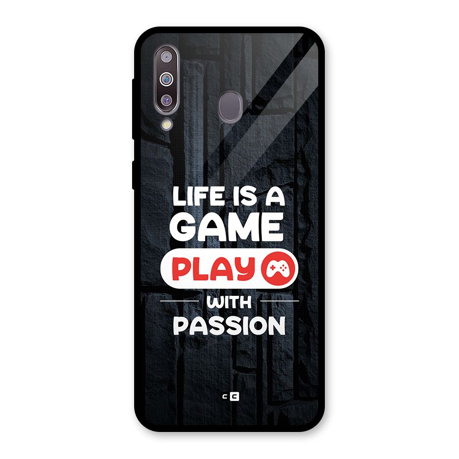 Play With Passion Glass Back Case for Galaxy M30