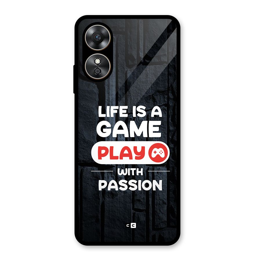 Play With Passion Glass Back Case for Oppo A17