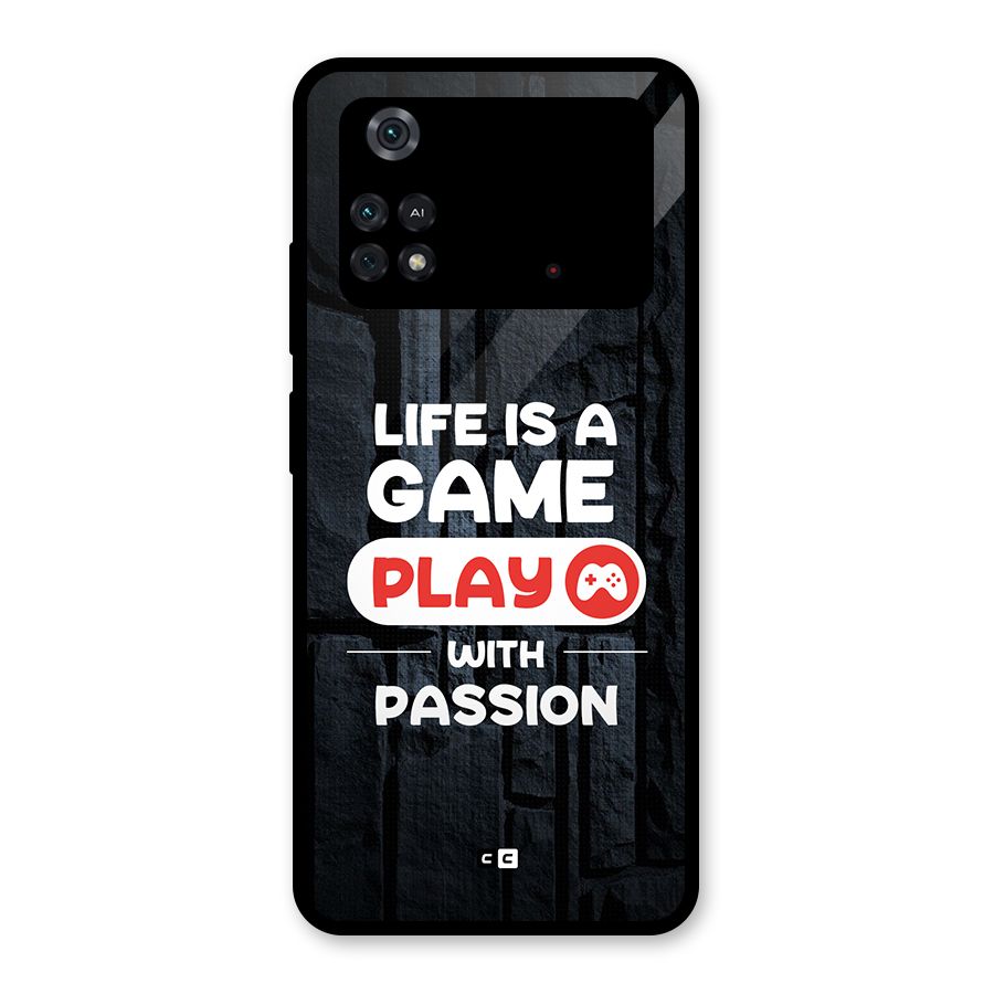 Play With Passion Glass Back Case for Poco M4 Pro 4G