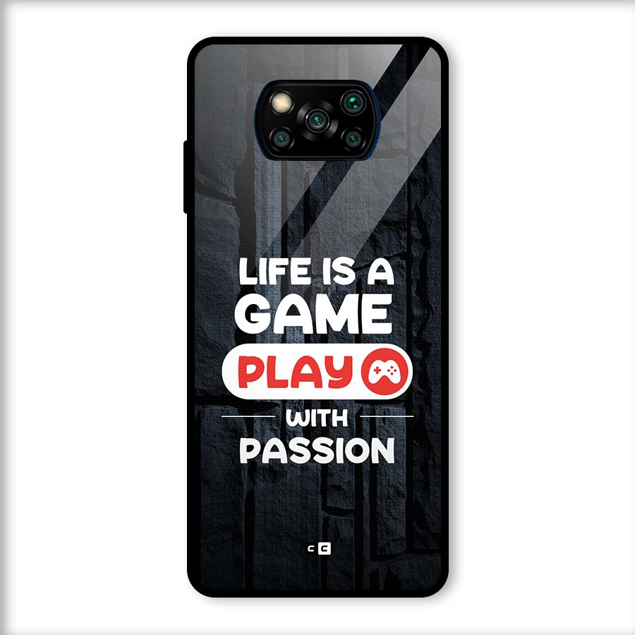 Play With Passion Glass Back Case for Poco X3