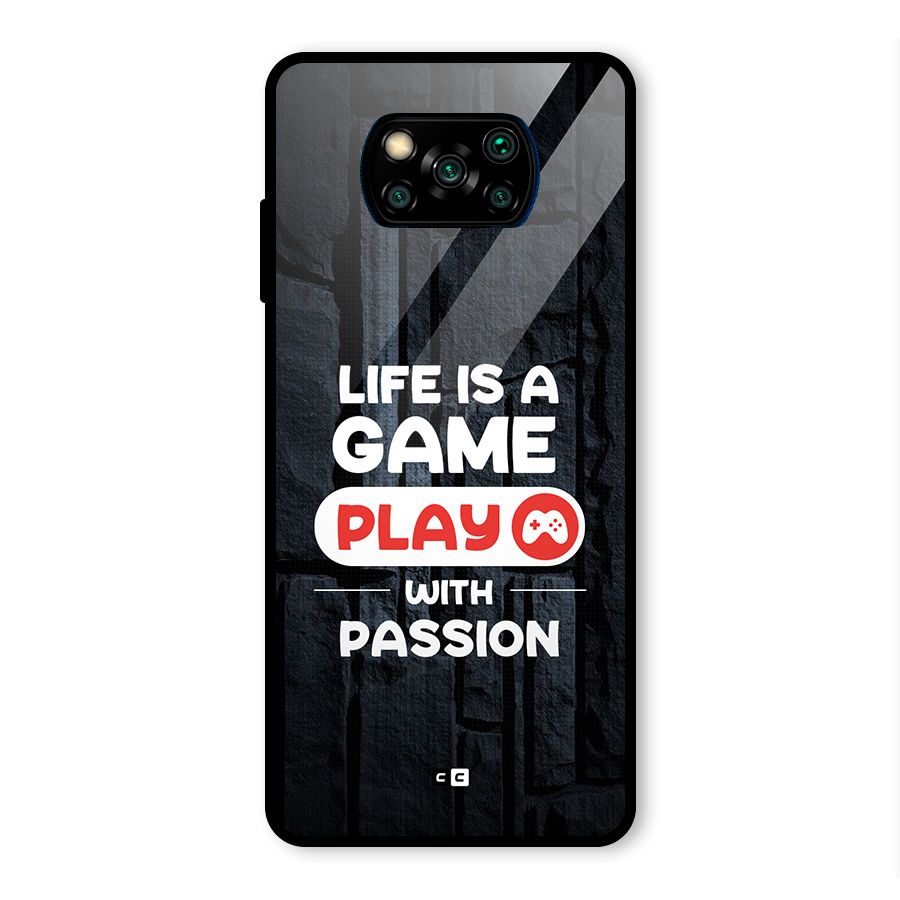 Play With Passion Glass Back Case for Poco X3 Pro
