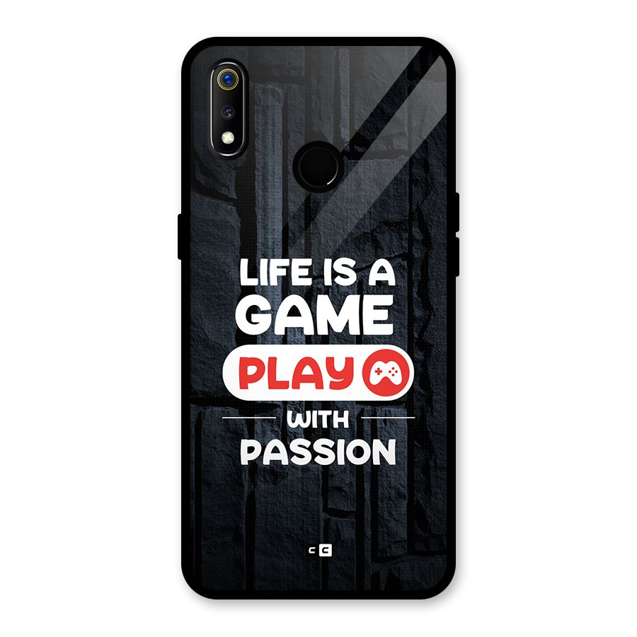 Play With Passion Glass Back Case for Realme 3i