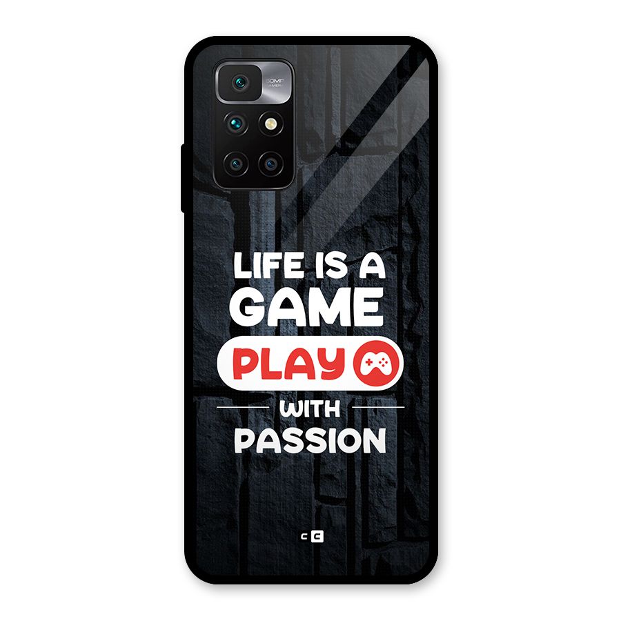 Play With Passion Glass Back Case for Redmi 10 Prime