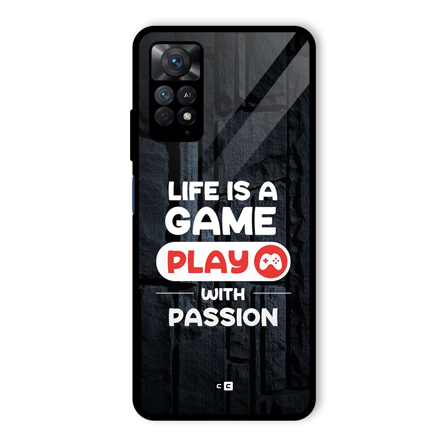 Play With Passion Glass Back Case for Redmi Note 11 Pro