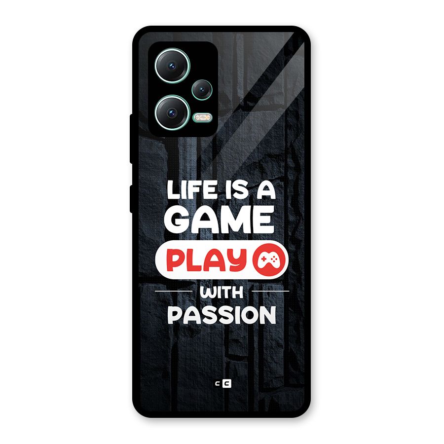 Play With Passion Glass Back Case for Redmi Note 12 5G