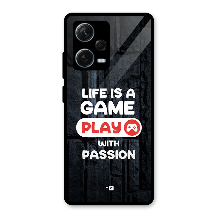 Play With Passion Glass Back Case for Redmi Note 12 Pro Plus 5G