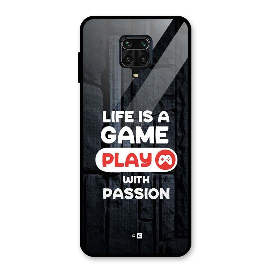 Play With Passion Glass Back Case for Redmi Note 9 Pro
