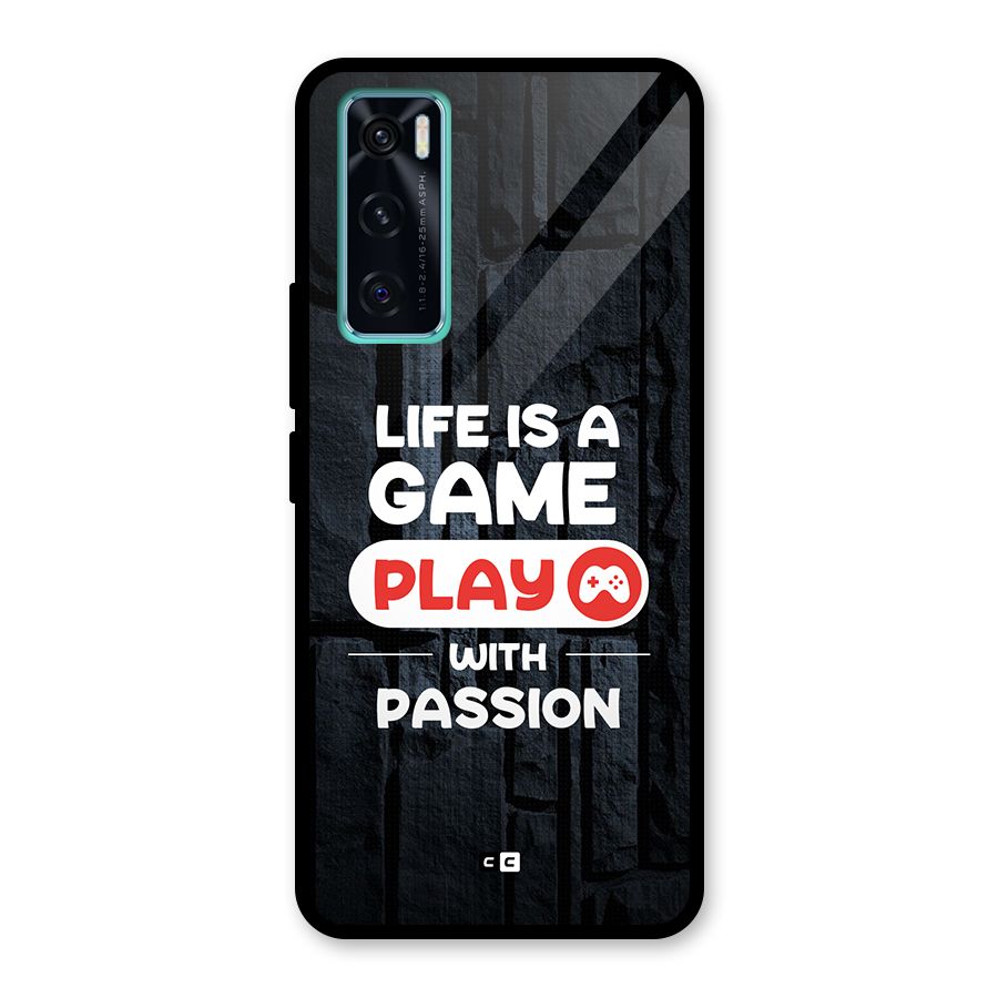 Play With Passion Glass Back Case for Vivo V20 SE