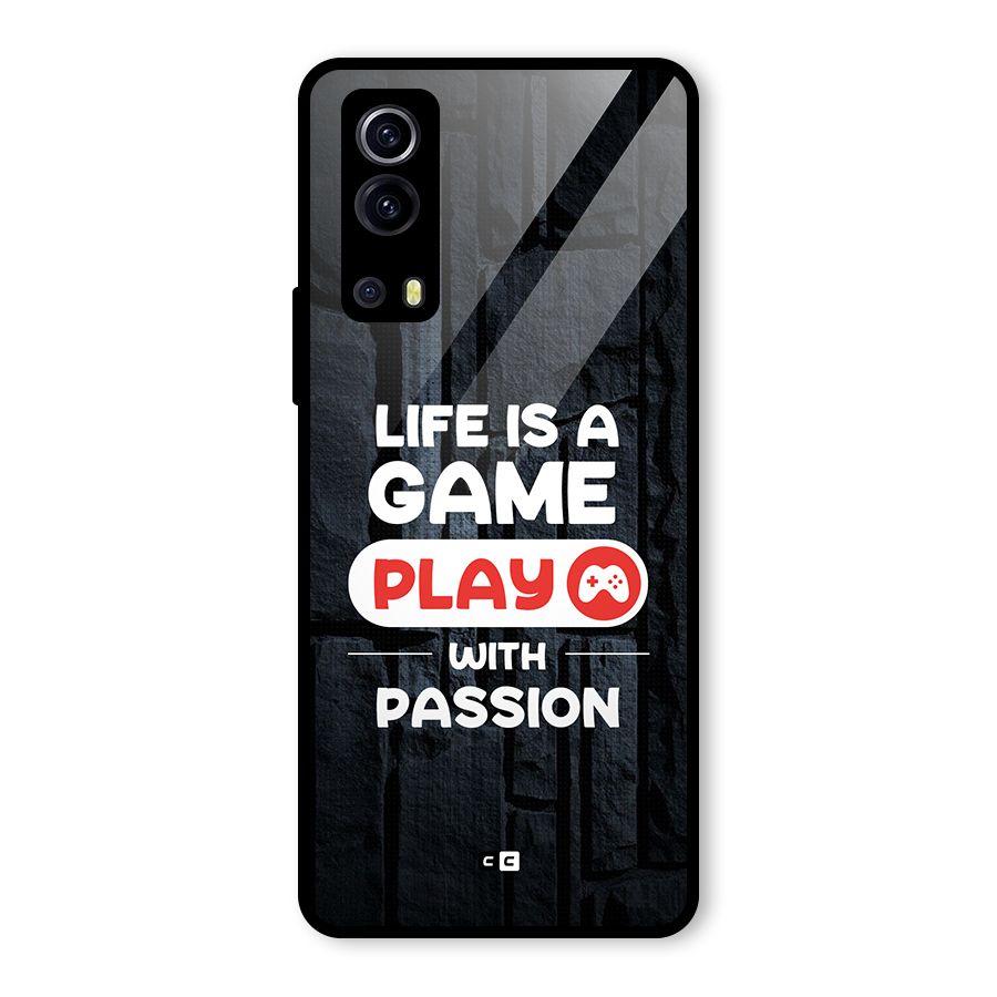 Play With Passion Glass Back Case for Vivo iQOO Z3