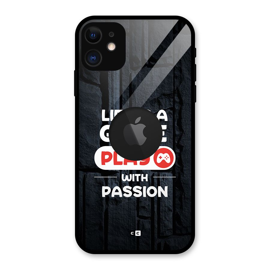 Play With Passion Glass Back Case for iPhone 11 Logo Cut