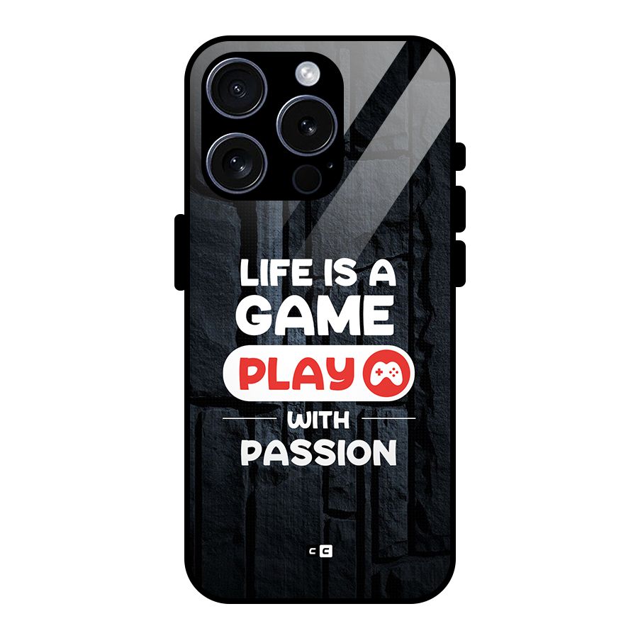 Play With Passion Glass Back Case for iPhone 15 Pro