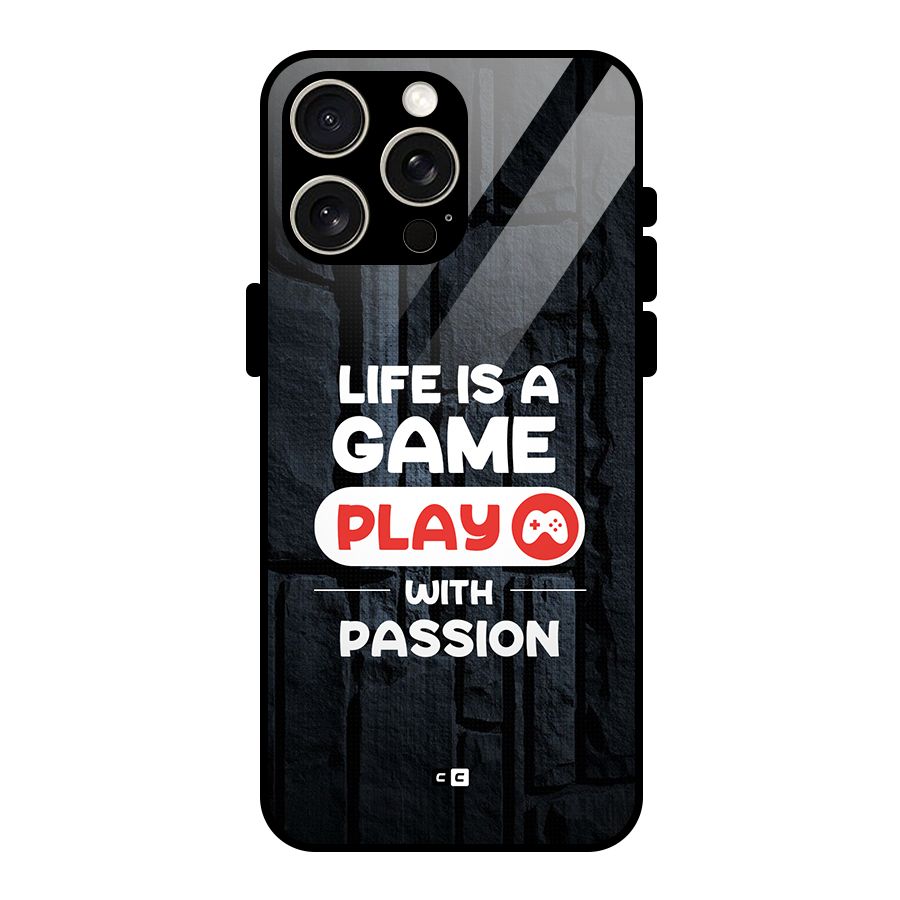 Play With Passion Glass Back Case for iPhone 15 Pro Max