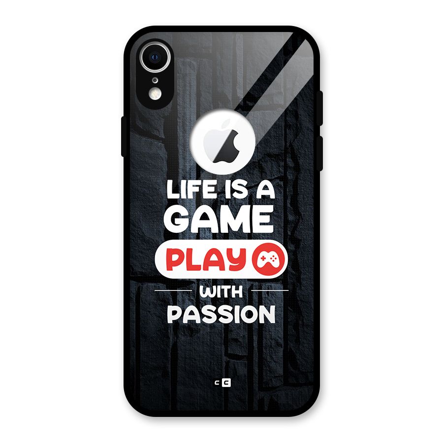 Play With Passion Glass Back Case for iPhone XR Logo Cut