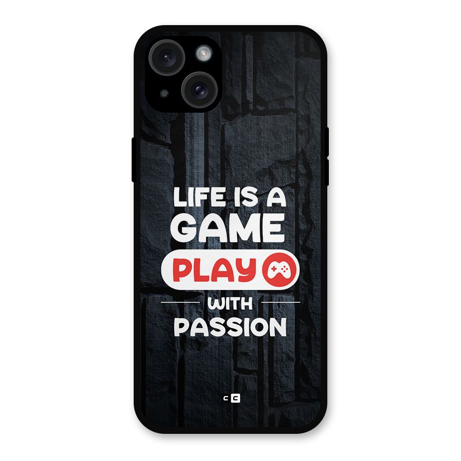 Play With Passion Metal Back Case for iPhone 15 Plus