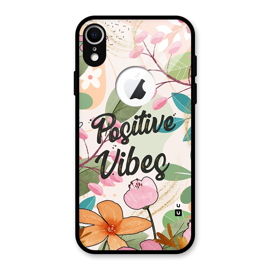 Positive Vibes Glass Back Case for iPhone XR Logo Cut