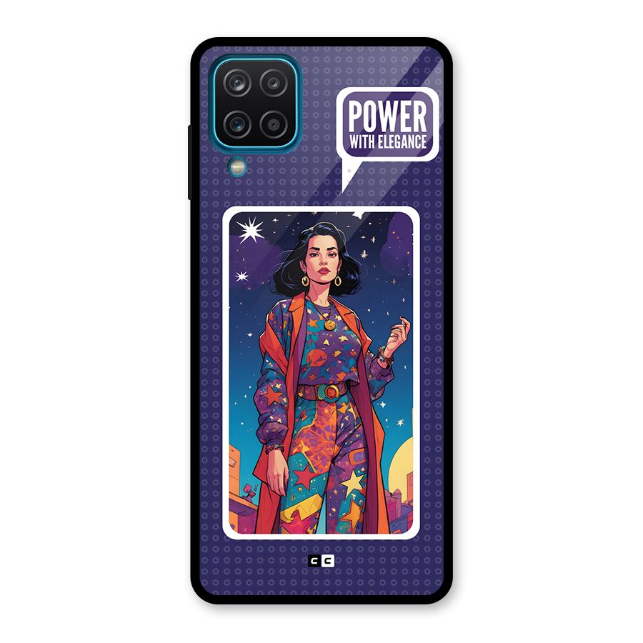 Power With Elegance Glass Back Case for Galaxy A12
