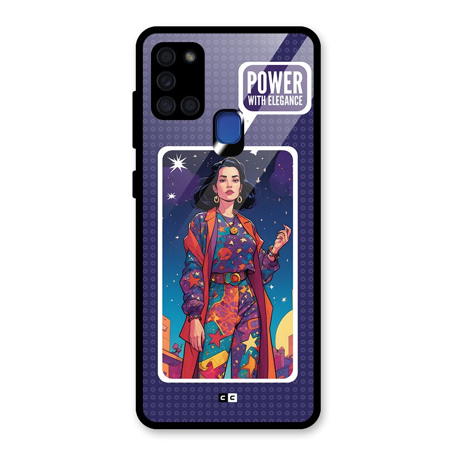 Power With Elegance Glass Back Case for Galaxy A21s