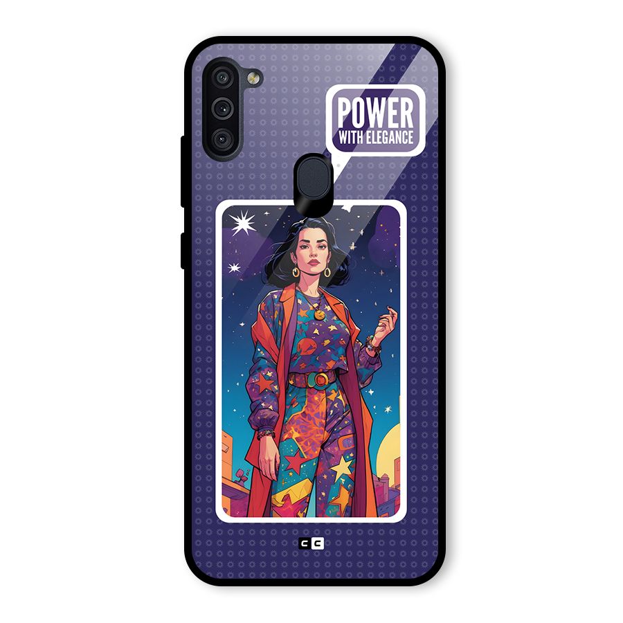 Power With Elegance Glass Back Case for Galaxy M11