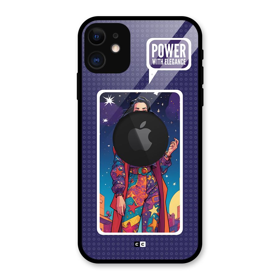 Power With Elegance Glass Back Case for iPhone 11 Logo Cut