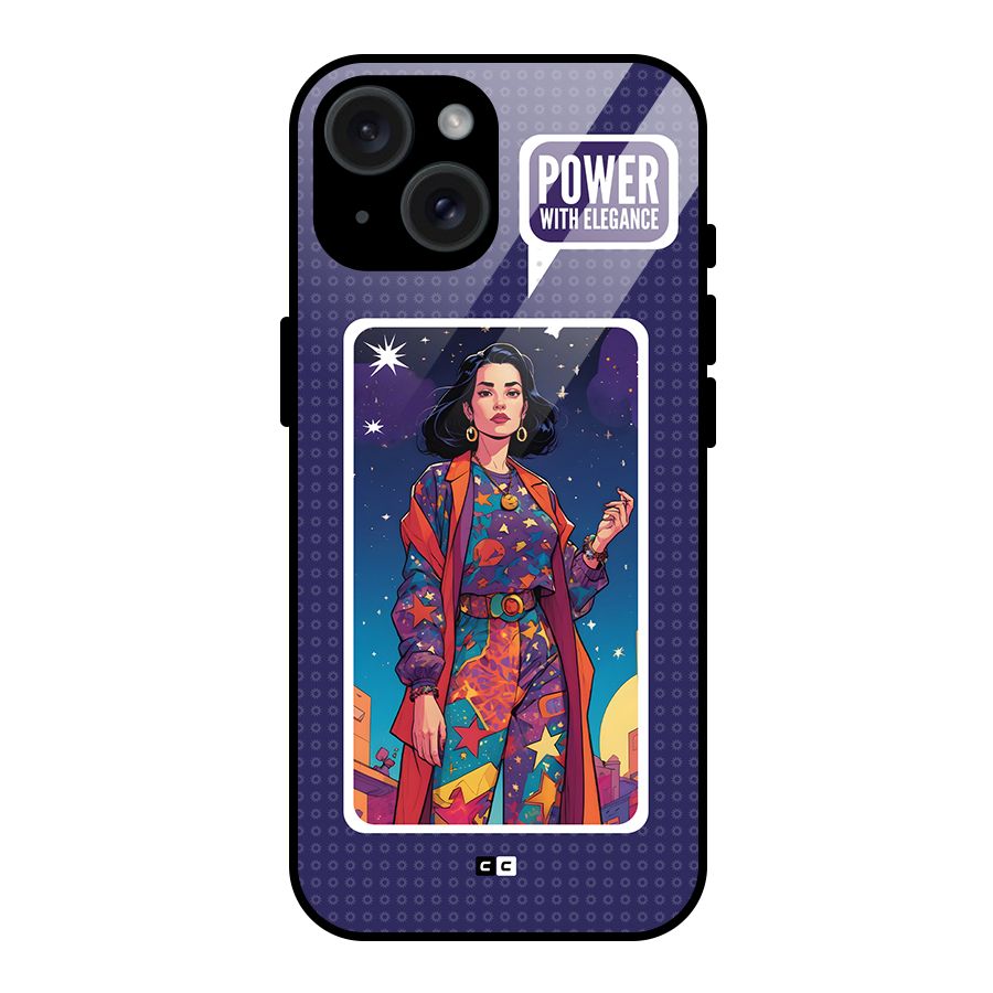 Power With Elegance Glass Back Case for iPhone 15