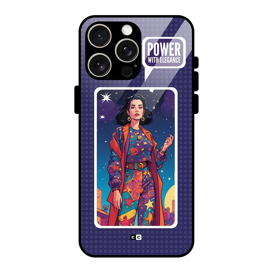 Power With Elegance Glass Back Case for iPhone 15 Pro Max