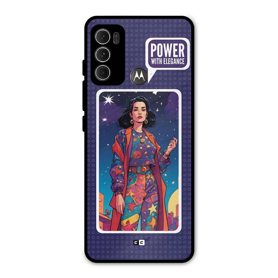 Power With Elegance Metal Back Case for Moto G60