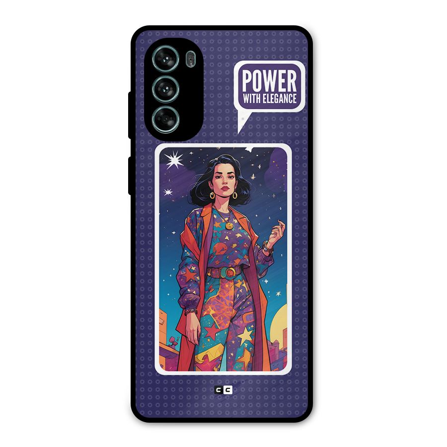 Power With Elegance Metal Back Case for Moto G62