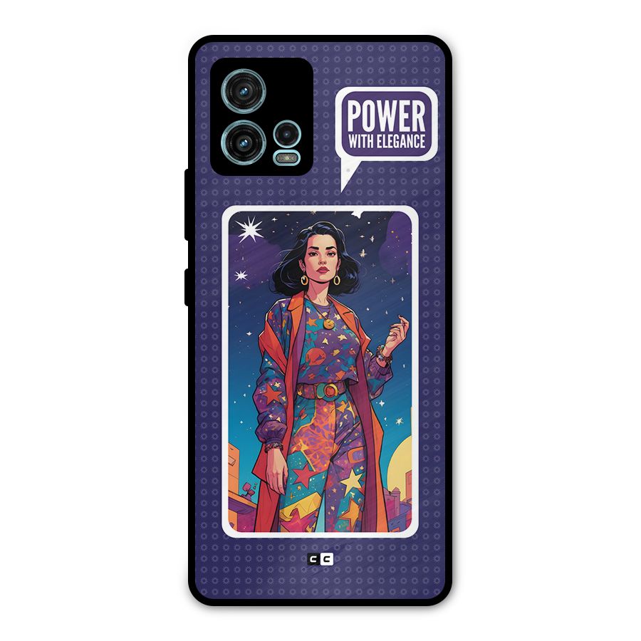Power With Elegance Metal Back Case for Moto G72