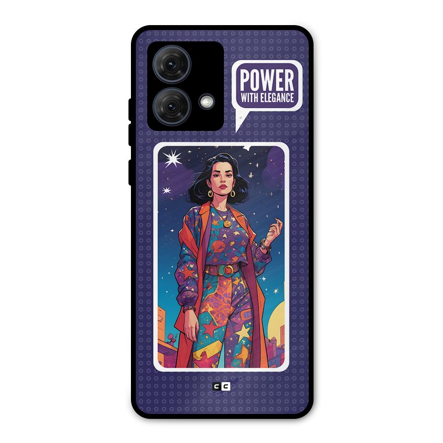 Power With Elegance Metal Back Case for Moto G84