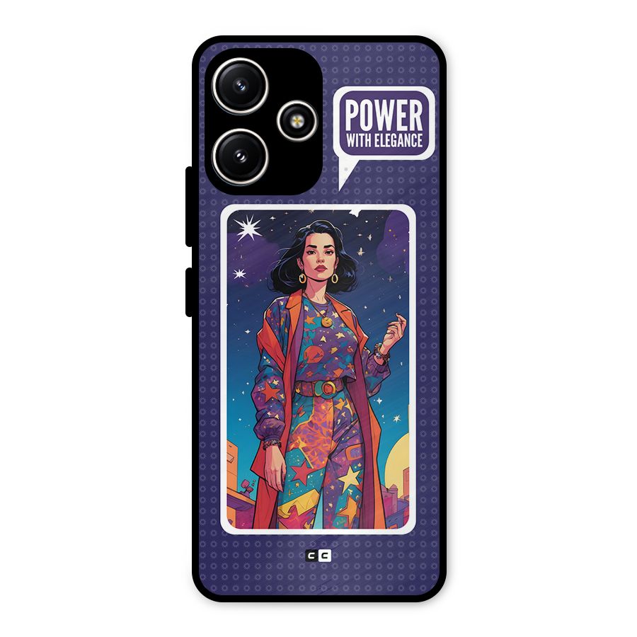 Power With Elegance Metal Back Case for Poco M6 Pro