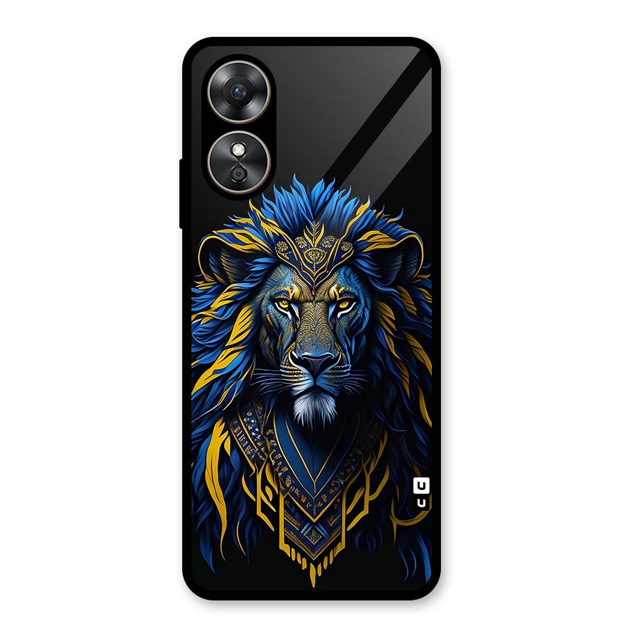 Premium Lion Abstract Portrait Art Glass Back Case for Oppo A17