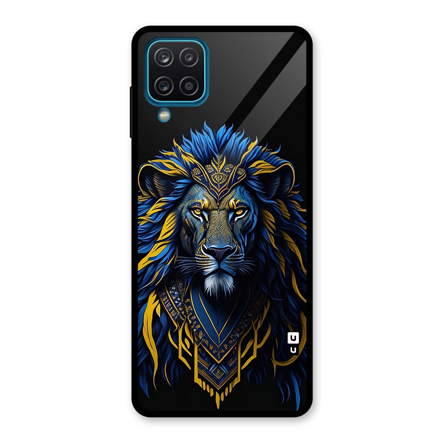 Premium Lion Abstract Portrait Art Glass Back Case for Galaxy A12
