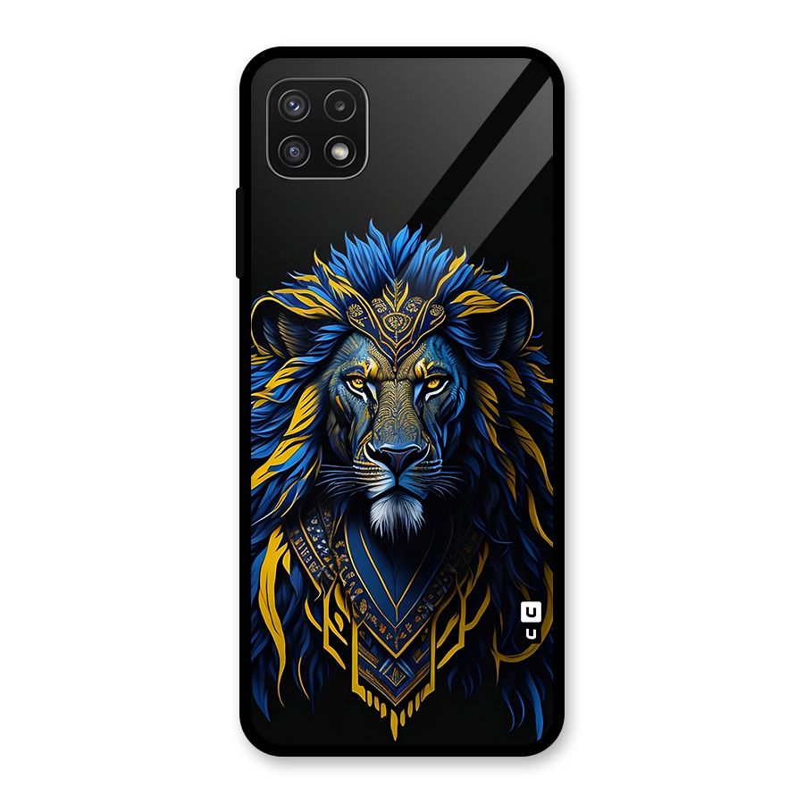 Premium Lion Abstract Portrait Art Glass Back Case for Galaxy A22 5G
