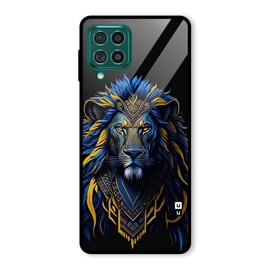 Premium Lion Abstract Portrait Art Glass Back Case for Galaxy F62