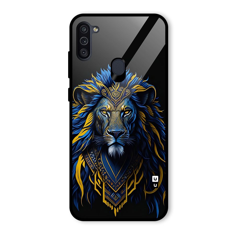 Premium Lion Abstract Portrait Art Glass Back Case for Galaxy M11