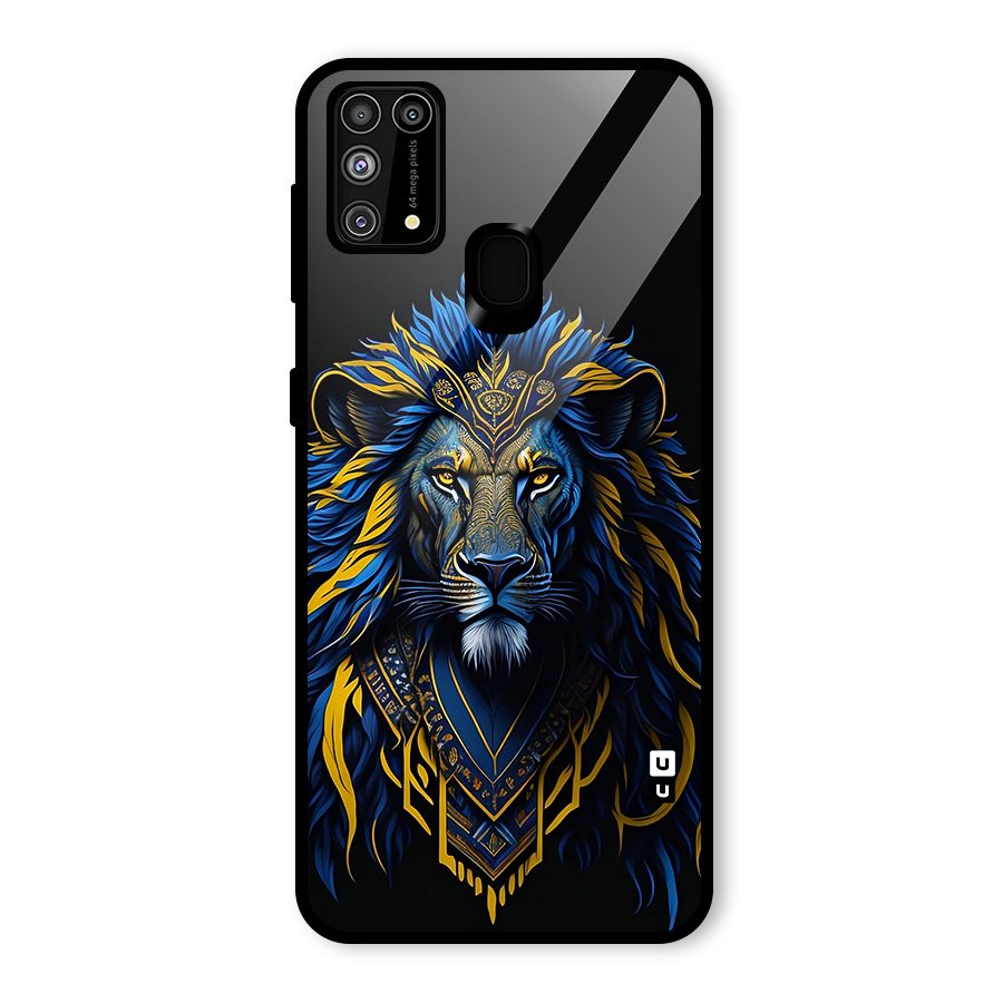 Premium Lion Abstract Portrait Art Glass Back Case for Galaxy M31