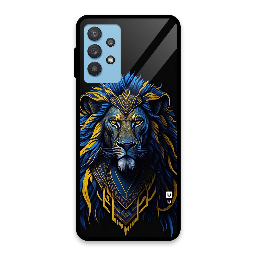 Premium Lion Abstract Portrait Art Glass Back Case for Galaxy M32 5G