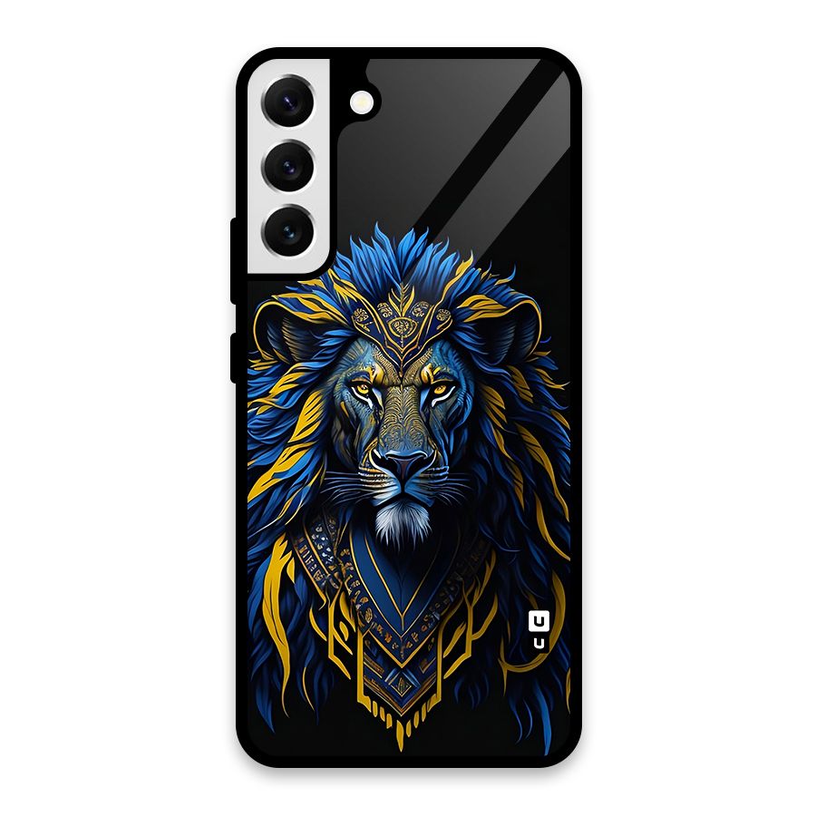 Premium Lion Abstract Portrait Art Glass Back Case for Galaxy S22 Plus 5G