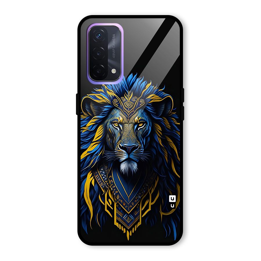 Premium Lion Abstract Portrait Art Glass Back Case for Oppo A74 5G