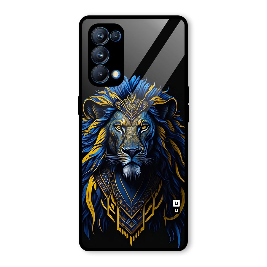 Premium Lion Abstract Portrait Art Glass Back Case for Oppo Reno5 Pro 5G
