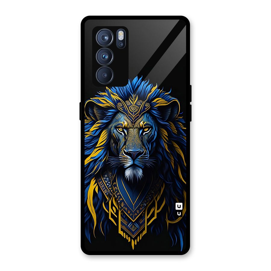 Premium Lion Abstract Portrait Art Glass Back Case for Oppo Reno6 Pro 5G