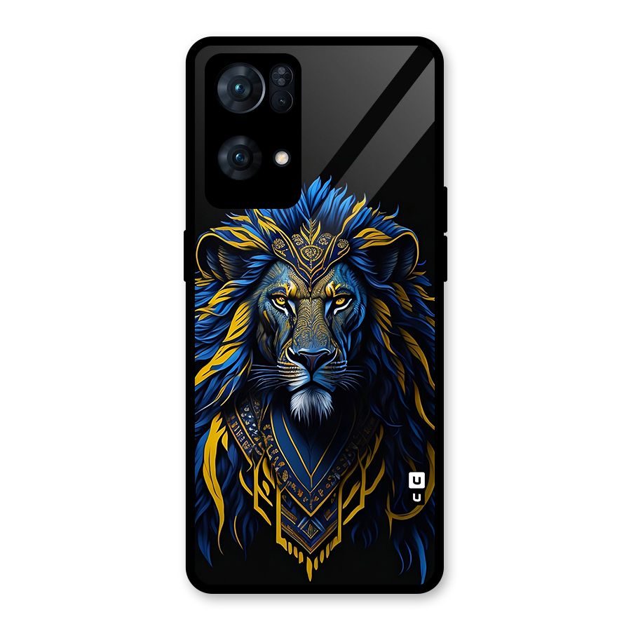 Premium Lion Abstract Portrait Art Glass Back Case for Oppo Reno7 Pro 5G