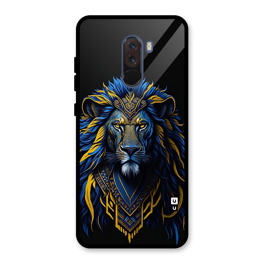 Premium Lion Abstract Portrait Art Glass Back Case for Poco F1