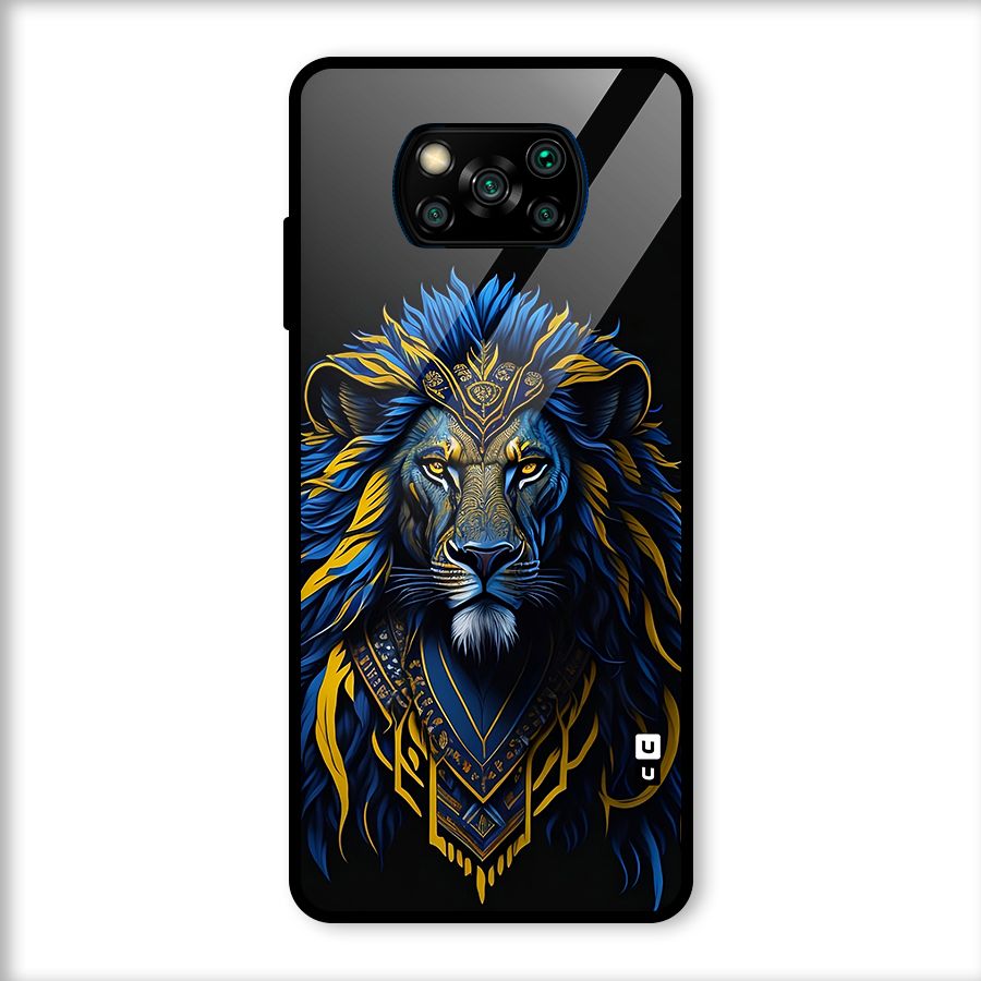 Premium Lion Abstract Portrait Art Glass Back Case for Poco X3